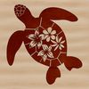 An illustration of a sea turtle in a floral-inspired design.