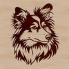 Shetland Sheepdog Head Silhouette in SVG Format A high-quality illustration of a Shetland sheepdog's head, suitable for use as clip art in various design applications.