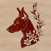 Floral Ornate Dog Breed Illustration A Doberman Pinscher breed dog depicted in ornate floral details.