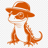 Whimsical Salamander Illustration A digital illustration of a salamander wearing a hat.