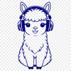 Alpaca with Headphones Illustration An illustration of a South American camelid with soft fur, featuring a pair of headphones on its head.