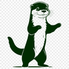 A digital illustration of a playful otter in a natural environment.