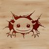 Mysterious Salamander Swimming Through a Barrier Axolotl salamander with a determined expression swimming through a wall, a vector illustration.