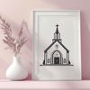 Beautiful Church Facade Vector Image A vector graphic representation of a classic Baptist church façade featuring a central entrance and ornate details.