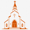 Beautiful Church Exterior Illustration A detailed illustration of a traditional Baptist church exterior with a steeple and cross.
