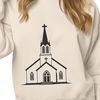 Baptist House of Worship SVG Icon A simple illustration of a classic Baptist church building with a steeple and entrance.