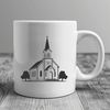 Traditional Baptist House of Worship A digital representation of a traditional Baptist church building.