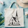 Classic Baptist Church Illustration A detailed digital illustration of a classic Baptist church with Gothic-style architecture.