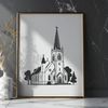 Simple Church Clip Art Image A traditional Baptist church building with a simple design, suitable for vector graphics and digital cutting machines.