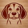 Energetic Beagle Clipart A small, energetic dog with floppy ears and a wrinkled forehead.