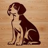 Beagle Clip Art Dog Silhouette A sitting beagle breed dog, suitable for vector design or clip art.