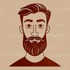 A bearded male illustration in vector format. A simple outline illustration of a bearded male figure in vector format.