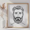 A dashing male figure illustration A detailed illustration of a bearded male figure.