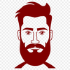 A silhouette illustration of a mature man with facial hair.