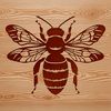 A detailed illustration of a busy bee flying near a flower.