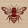 A vector illustration of a bee, suitable for use in gardening designs and crafts.