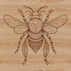 A colorful, ornate illustration of a bee with intricate details.