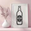 Vector Graphic of a Beer Glass A detailed illustration of a beer bottle with a frothy head and condensation on the glass.