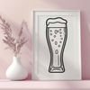 Glass Filled with Beer Vector Illustration A close-up of a glass filled with beer, ideal for vector art and digital design.