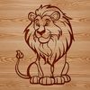 Regal Lion Vector Graphic A regal big cat sitting with its paws tucked under its body, rendered as a detailed vector graphic.
