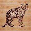 Exotic Feline in Nature A wild animal, specifically a big cat, standing in a natural habitat.