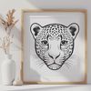 Majestic Jaguar Head Vector Design Large jaguar animal head with intricate details, suitable for vector art designs.