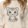 Exotic Spotted Feline Illustration A large cat with a spotted coat is depicted in this vector illustration.