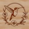 Hummingbird Floral Delight SVG Design Illustrative SVG design of a hummingbird amidst flowers.