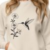 Beautiful Hummingbird Perch Design A colorful illustration of a hummingbird perched on a floral branch, suitable for vector art designs.