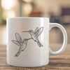 A colorful illustration of a hummingbird in flight, with intricate details and delicate features.