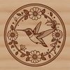 Colorful Stylized Bird Illustration A colorful vector design featuring a stylized hummingbird perched on a blooming flower branch.