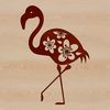 A vibrant illustration of a standing flamingo bird with long legs and feathers.
