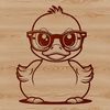 Quacky Graphics: Cute Cartoon Duck with Glasses A cartoon duck wearing glasses, suitable for clip art or vector design projects.