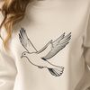 Dove Perched on a Branch SVG A white bird with gray wings and tail, perched on a branch.