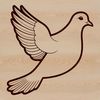 A detailed illustration of a white dove with delicate features, suitable for cutting or laser engraving.