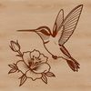 Delicate Floral Bird Perch A colorful hummingbird perched on a floral branch, ideal for vector art and cutting machine projects.