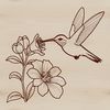 A colorful hummingbird perched on a floral branch, suitable for vector design and cutting machine stencils.