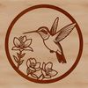Free Hummingbird Clip Art SVG Design A colorful illustration of a hummingbird in mid-flight over a floral background.