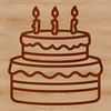 A vector design of a decorative birthday cake suitable for crafting or digital use.