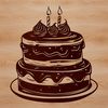 A colorful birthday cake with lit candles on top, suitable for vector graphics and digital cutting machines.