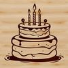 A colorful birthday cake with candles and decorations, ideal for vector design and cutting machine projects.