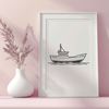 A detailed outline of a boat designed in vector art format.