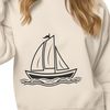 Line Drawing Sailboat Illustration A simple line drawing of a sailboat with details of the hull and sails.