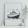Calm Sea Sailing Boat Icon Vector illustration of a sailing boat in a calm sea.