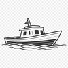 Free SVG Outline Boat Illustration A detailed outline illustration of a sailboat with clean lines and minimal shading.