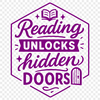 Illustrative quote about reading with a book silhouette in vector format.