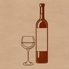 A stylized illustration of a glass filled with red wine, set against a simple background.