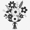 Bouquet Clip Art Design A colorful arrangement of flowers in a bouquet, suitable for various celebrations and occasions.