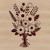 Tied Together Blooms A digital vector illustration of a floral arrangement with a bunch of flowers tied together at the stems.