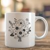 Wedding Flower Arrangement Clip Art A stylized bouquet of flowers in various colors, suitable for wedding and floral design projects.